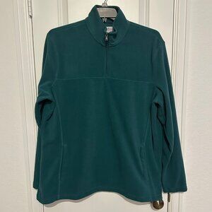 Croft & Barrow Mens XL Teal Fleece Pullover Jacket 1/4 Zip Polyester